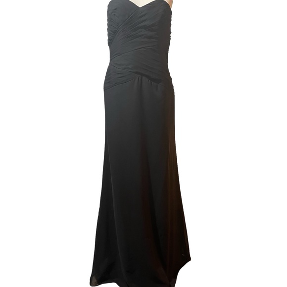 ❤️ NWT! Alfred Angelo Black Chiffon Draped Strapless Dress - Picture 4 of 10
